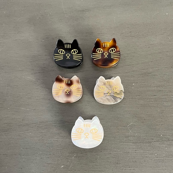 Dark Brown Cat Kitten Kitty & Metallic Gold 1.5" Small Lobster Claw Hair Clip - Picture 2 of 5